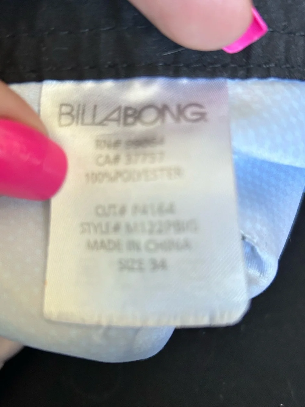 Billabong Men’s Multi-Colored Swim Shorts with Velcro and tie size 34